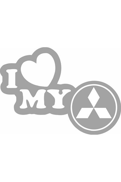 Image Sticker auto, IMAGE, I love my MITSUBISHI, argintiu, 23 x 17 cm