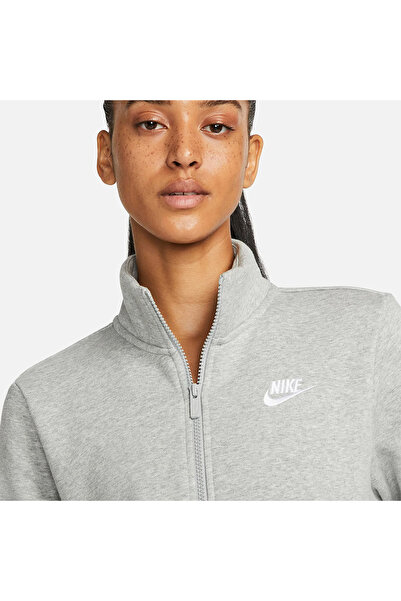 Nike Спортивний клуб Фліс Half Zip Жіночий сірий светр з високим коміром