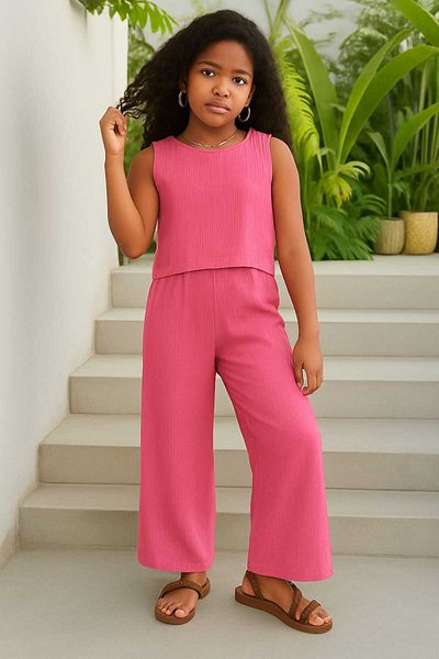 CINARIUM Girls' Summer Pants Blouse Bottom Top Set