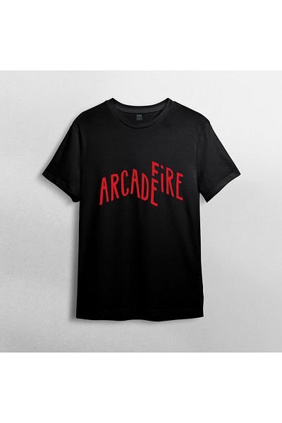Pixxa Arcade Fire Unisex 100% Cotton Crew Neck T-Shirt Model 1