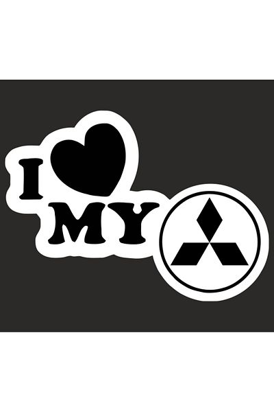 Image Car sticker, IMAGE, I love my MITSUBISHI, white, 23 x 17 cm