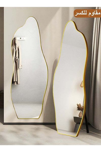 Taimi Extra Large Elegant Shatterproof Mirror 185x80cm-full Length Mirror With Gold Metal Frame And Stand