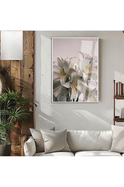 Harikabirev ΥΠΕΡΑΣΤΗ | ΜΟΝΤΕΛΟ ΛΕΥΚΟΥ ΣΥΝΤΟΜΟΥ (LILIUM CANDIDUM) | ΤΡΑΠΕΖΙ ΚΑΘΕΤΟ ΜΟΝΟ ΜΕ ΠΛΑΙΣΙΟ ΘΕΡΜΑΝΤΗΜΕΝΟ ΓΥΑΛΙ