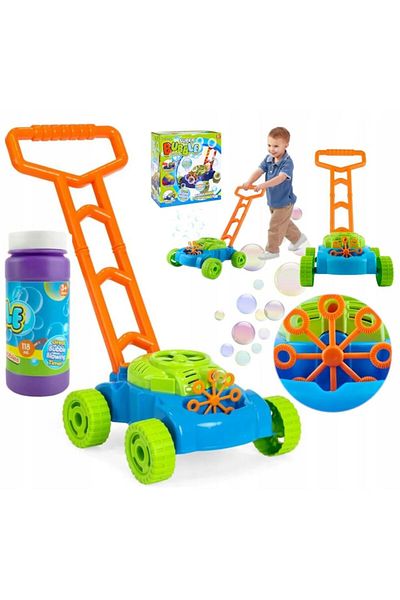 indiggo Jucărie BubbleFun pentru mașină de tuns iarba, aparat interactiv de bule de săpun pentru copii, include sticlă de lichid, multicolor