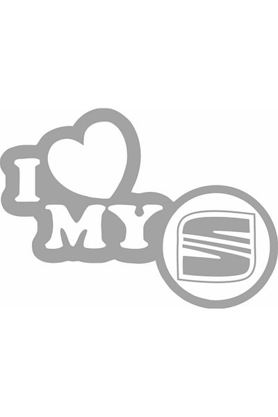 Image Sticker auto, IMAGE, I love my SEAT, argintiu, 23 x 17 cm