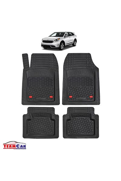 TEAMCAR ® Car Mats Tray Type Compatible With Kia Niro (2016–2022) Black Durable Material