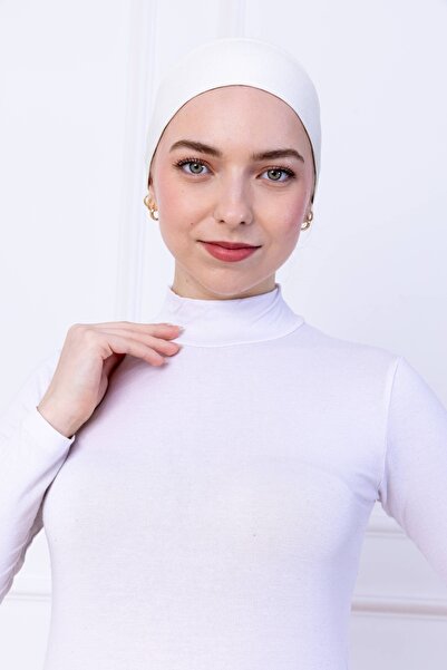 Loggia Non-Slip Silicone Bandana Bonnet Ecru - Women's Hijab Seamless Non-Slip Snap - Sporty Hair Band