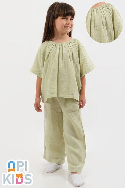 OPI KIDS Casual Muslin 2-Piece Girl's Set with Rubber Detail