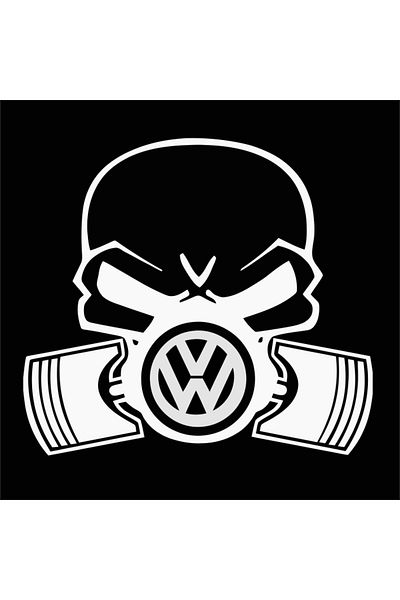 Image Car sticker, IMAGE, Piston skull VOLKSWAGEN, white, 22 x 20 cm