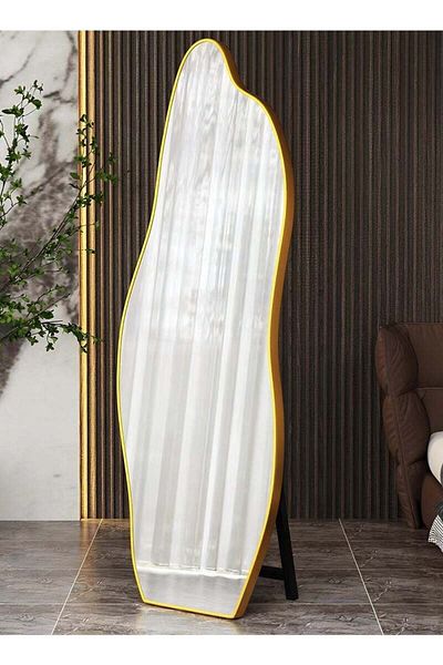 Taimi Wavy Full Length Mirror with Gold Frame Full Body Floor Mirror for Bedroom Entryway 165x60cm Gold