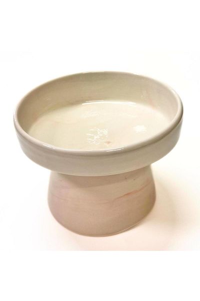 Pawstar Slanted High Ceramic Food Bowl – 350 Ml- Pink Pattern