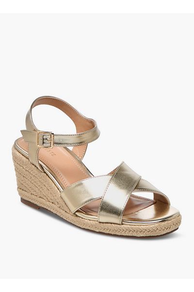 Celeste Women's Cross Strap Sandals with Buckle Closure and Wedge Heel