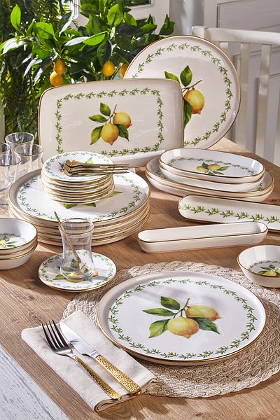 Fecra Lemone 35 Piece Gold Mesh Breakfast Set