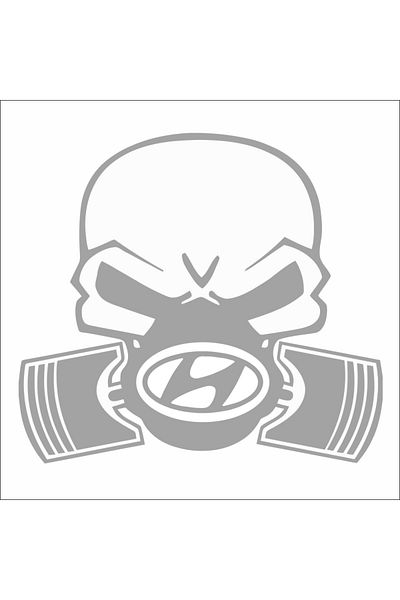 Image Sticker auto, IMAGE, Piston skull HYUNDAI, argintiu, 22 x 20 cm