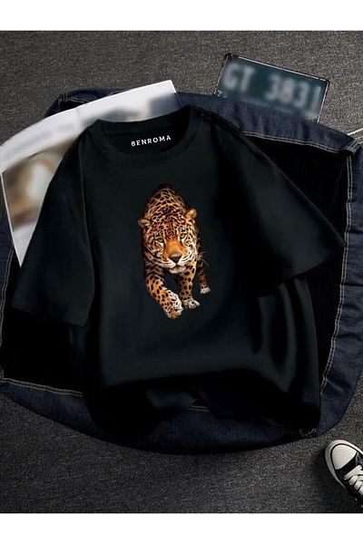 BENROMA Μπλουζάκι Tiger Printed Oversize Μαύρο