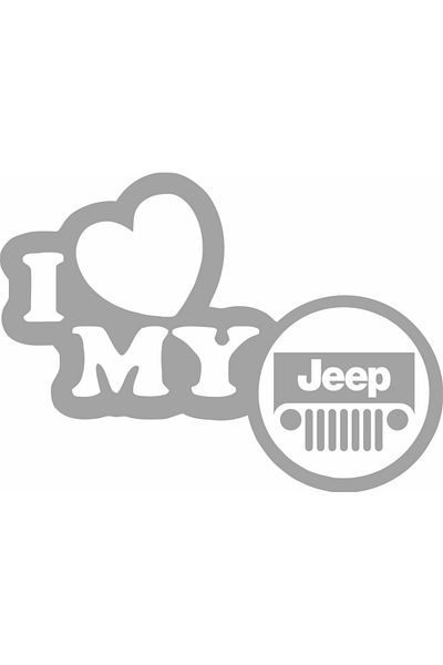 Image Sticker auto, IMAGE, I love my JEEP, argintiu, 23 x 17 cm