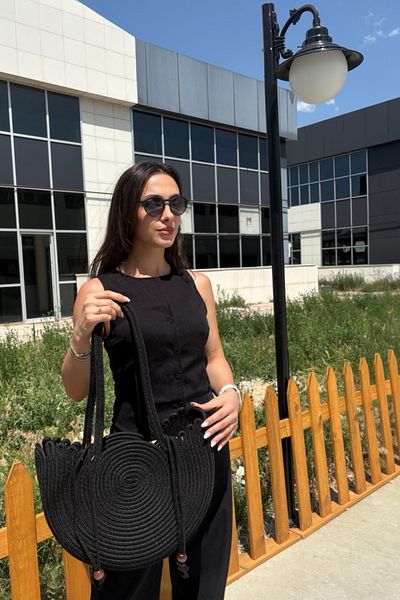 MaVaux Swan Model Εσωτερική επένδυση Straw Look Beach and Casual, κομψή και κομψή τσάντα ώμου