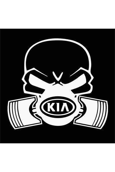 Image Car sticker, IMAGE, Piston skull KIA, white, 22 x 20 cm