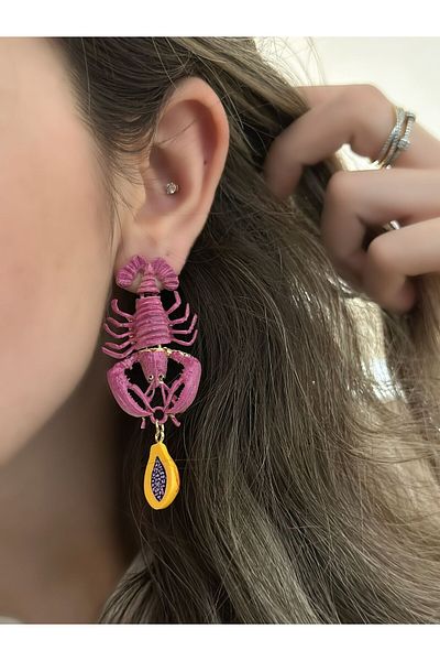 MyladyAccessoriess Dangle Scorpion Detail Pink Premium Earrings