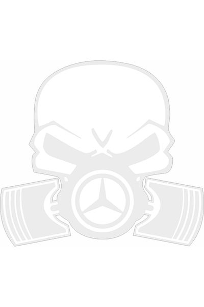 Image Car sticker, IMAGE, Piston skull MERCEDES, white, 22 x 20 cm