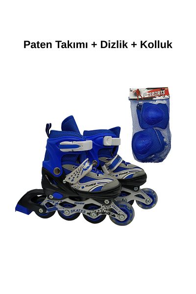 Furkan Toys Original 2+2 Adjustable Metal Practice Skating Bag + Arm and Knee Pads