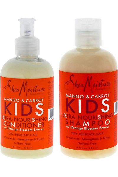 Shea Moisture Mango & Carrot Kids Extra Nourishing Shampoo & Conditioner, Detangle, Nourish, Strengt