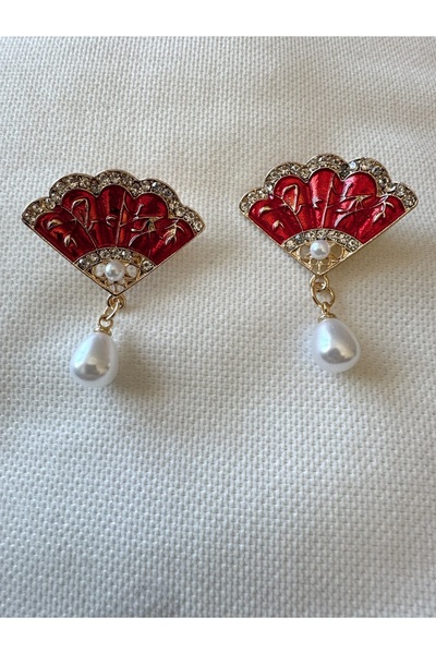 Gümüş sandık Pearl Fan Steel Earrings