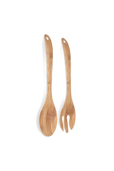 Felli Piece Contemporary Design Durable Easy Cleaning Salad Server Set Brown