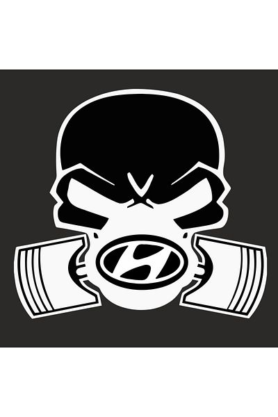 Image Car sticker, IMAGE, Piston skull HYUNDAI, white, 22 x 20 cm