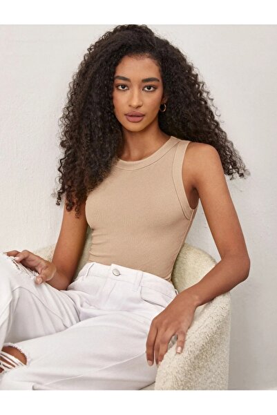 BNK Shop Bluză crop top cu guler halter material reiat