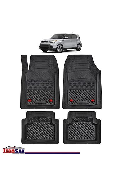 TEAMCAR ® Car Mats Tray Type Compatible With Kia Soul Iii (2019 ) Black Durable Material
