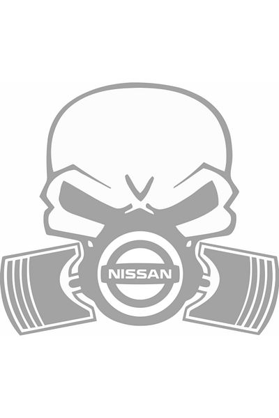 Image Sticker auto, IMAGE, Piston skull NISSAN, argintiu, 22 x 20 cm