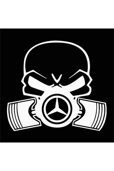 Image Car sticker, IMAGE, Piston skull MERCEDES, white, 22 x 20 cm