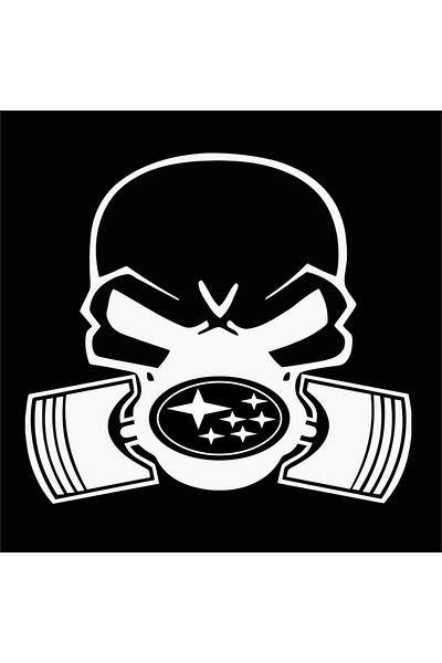 Image Car sticker, IMAGE, Piston skull SUBARU, white, 22 x 20 cm