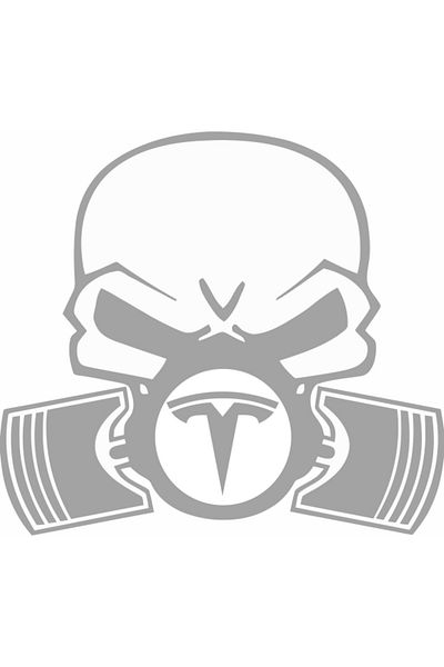 Image Sticker auto, IMAGE, Piston skull TESLA, argintiu, 22 x 20 cm