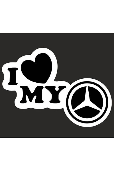 Image Car sticker, IMAGE, I love my MERCEDES, white, 23 x 17 cm
