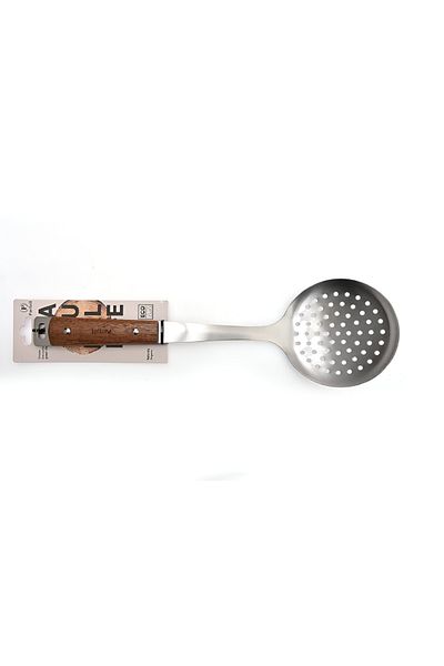 Parfait Stainless Steel Skimmer with Acacia Wood Handle Brown and Silver