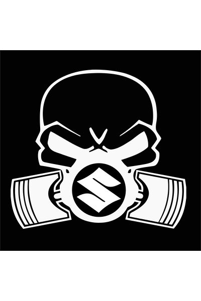 Image Car sticker, IMAGE, Piston skull SUZUKI, white, 22 x 20 cm