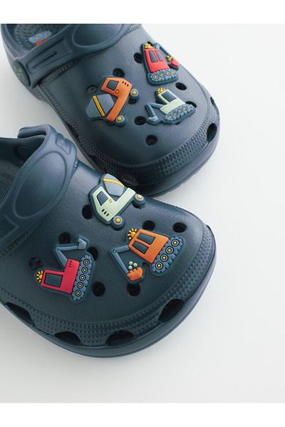 Next Baby Navy Blue Business Machines Themed Slippers / Sandals