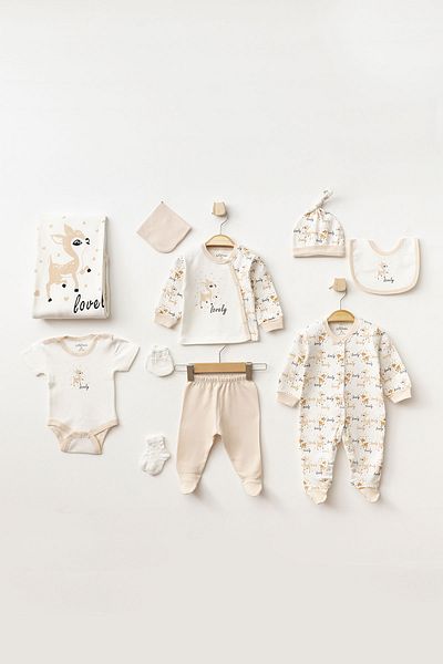 Aziz Bebe Baby Girl Animal Patterned 100% Cotton 10-Piece Hospital Discharge Set 0 Month - 3 Months