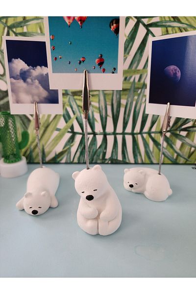 Rota Hediyelik 3-Piece Cute Polar Bear Note and Photo Holder Notepad 3 Pieces