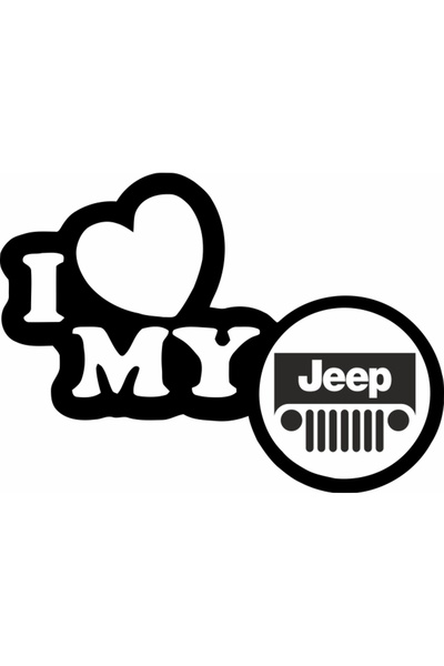 Image Sticker auto, IMAGE, I love my JEEP, negru, 23 x 17 cm