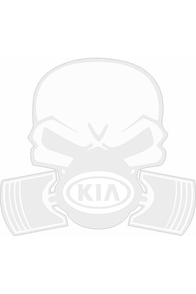 Image Car sticker, IMAGE, Piston skull KIA, white, 22 x 20 cm