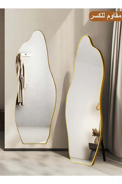 Taimi Extra Large Elegant Shatterproof Mirror 170x70cm-full Length Mirror With Gold Metal Frame And Stand