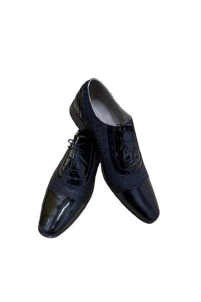 OEM Elegant men's shoes, Black patent leather, Genuine leather, Size 44