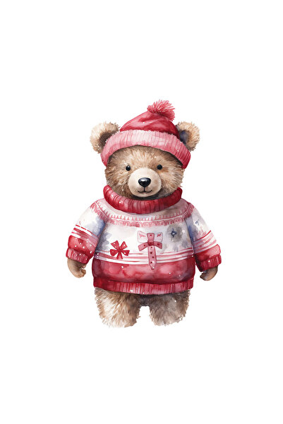 INOVATIX Set de 8 piese, autocolant Ursuleț cu căciulă și pulover de Crăciun,...