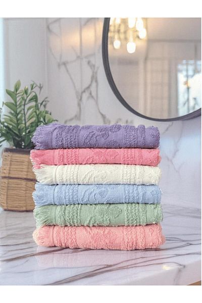 d'niss home touch of nature in your home Jacquard Patterned 6-Piece Fringed Towel Set 50*90