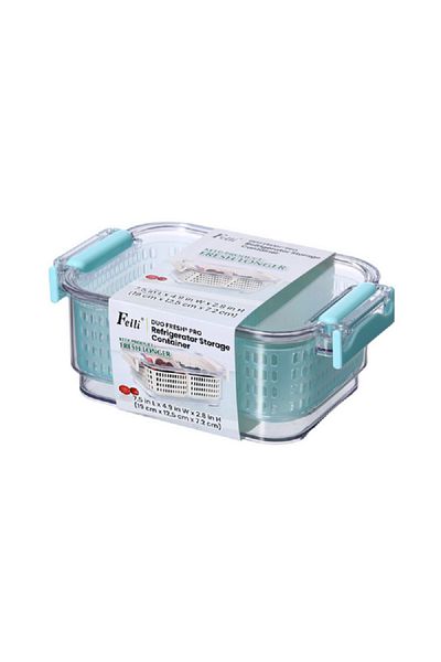 Felli Duo Fresh7 Pro Refridgerator Stackable Container Clear and Aqua