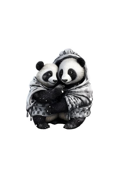 INOVATIX Set de 8 piese, autocolant cu panda îmbrățișând, INOVATIX®. 6 cm