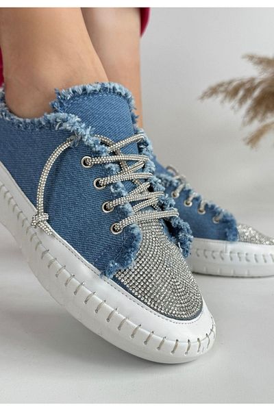 Celira Enber Blue Denim Lace-Up Sneakers
